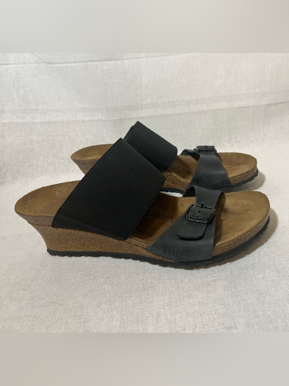 Birkenstock Papillio Dorothy Wedge Heels Sandals Slides Women EU 38 US 7 Black